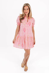 The Emery Collared Button Up Dress - Pink