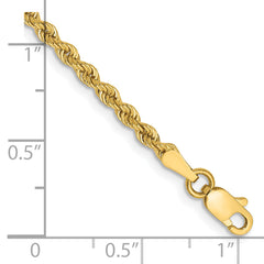 14k Yellow Gold 10 inch 2.5mm Regular Rope with Lobster Clasp Anklet