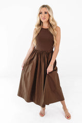 Martini Hour Midi Dress - Brown