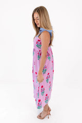 Happy Hydrangeas Midi Dress - Pink