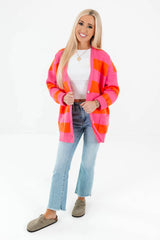 Sunset Pop Cardigan - Pink/Orange
