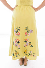 Yellow Iris Midi Skirt - Yellow