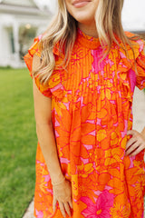 The Lizzie Pleated Dress - Orange