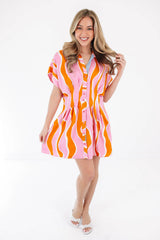 Catch My Drift Dress - Pink/Orange