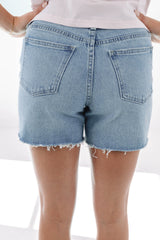 Run With It Denim Shorts - Light Denim