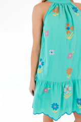 The Polly High Neck Dress - Teal