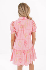 The Emery Collared Button Up Dress - Pink