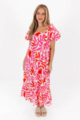 The Lara Babydoll Midi Dress - Pink