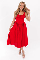 Crazy About You Midi Dress - Red