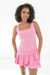 Ruffled Charm Dress - Pink