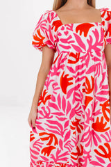 The Lara Babydoll Midi Dress - Pink