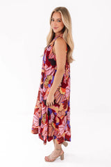 Optical Illusion Midi Dress - Burgundy