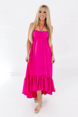 Can’t Miss Her Midi Dress - Hot Pink