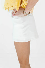 Big Things Coming Denim Skort - White