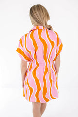Catch My Drift Dress - Pink/Orange