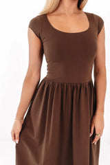 Basically Fall Midi Dress - Brown