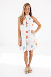 The Eloise High Neck Dress - White