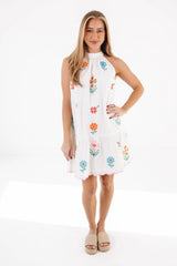 The Eloise High Neck Dress - White