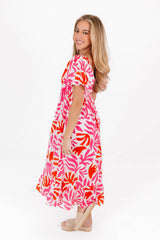 The Lara Babydoll Midi Dress - Pink