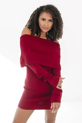 Off The Top Sweater Dress - Burgundy