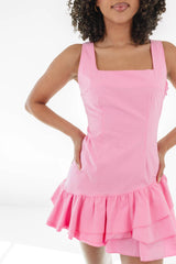 Ruffled Charm Dress - Pink