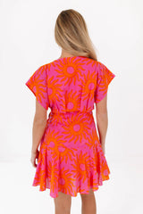 The Mara Wrap Romper - Hot Pink