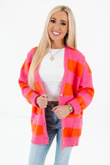 Sunset Pop Cardigan - Pink/Orange