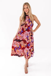 Optical Illusion Midi Dress - Burgundy