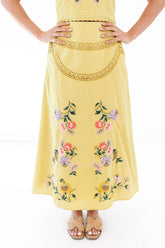 Yellow Iris Midi Skirt - Yellow