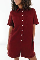 Fall Breeze Romper - Burgundy