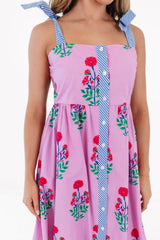 Happy Hydrangeas Midi Dress - Pink