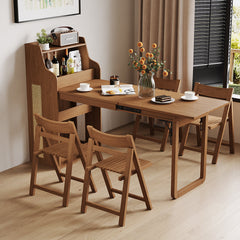 69" Rattan Cabinet Murphy Dining Table Set with USB Charging