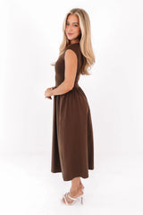 Basically Fall Midi Dress - Brown