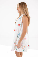 The Eloise High Neck Dress - White
