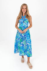 The Andie Ric Rac Cross Midi Dress - Blue