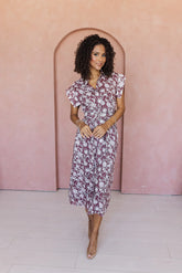 The Faye Belted Button Up Midi Dress - Brown