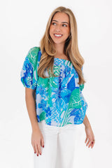 The Andie Puff Sleeve Top - Blue