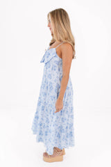 The Nicole Bow Midi Dress - Blue