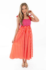She’s A Bright Babe Midi Dress - Red