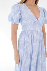 Dancing In The Rain Midi Dress - Blue Stripe