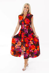 Sipping On Sangria Midi Dress - Brown
