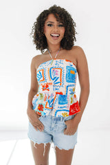 Grab Your Passport Crop Top - White