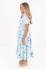 The Blakely Button Up Midi Dress - White