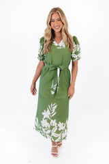 From The Ground Up Midi Dress - Green