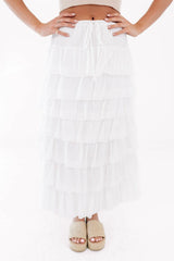Such A Flirt Midi Skirt - White