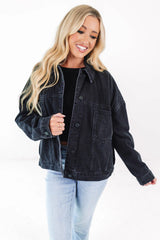 Time To Head Out Denim Jacket - Black