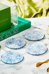 Chinoiserie Acrylic Coaster Set - White/Blue