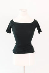 Cold Shoulder Ribbed Top - Black