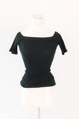 Cold Shoulder Ribbed Top - Black