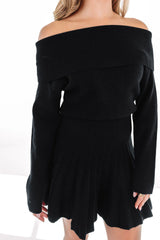 Cut It Off Sweater Dress - Black
